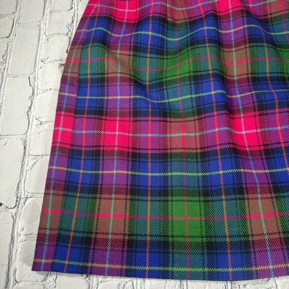 Vintage Talbots Plaid Wool Skirt size 12P 12 Petite Fuchsia Magenta Green Blue - Picture 4 of 16
